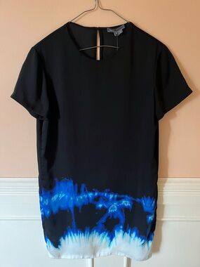 Vince Black Shift Dress mini Blue White revolve Anthropologie unique vibrant 4